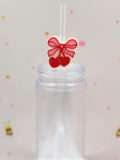 Cherry Bow Straw Topper | Cute Coquette Straw Charm