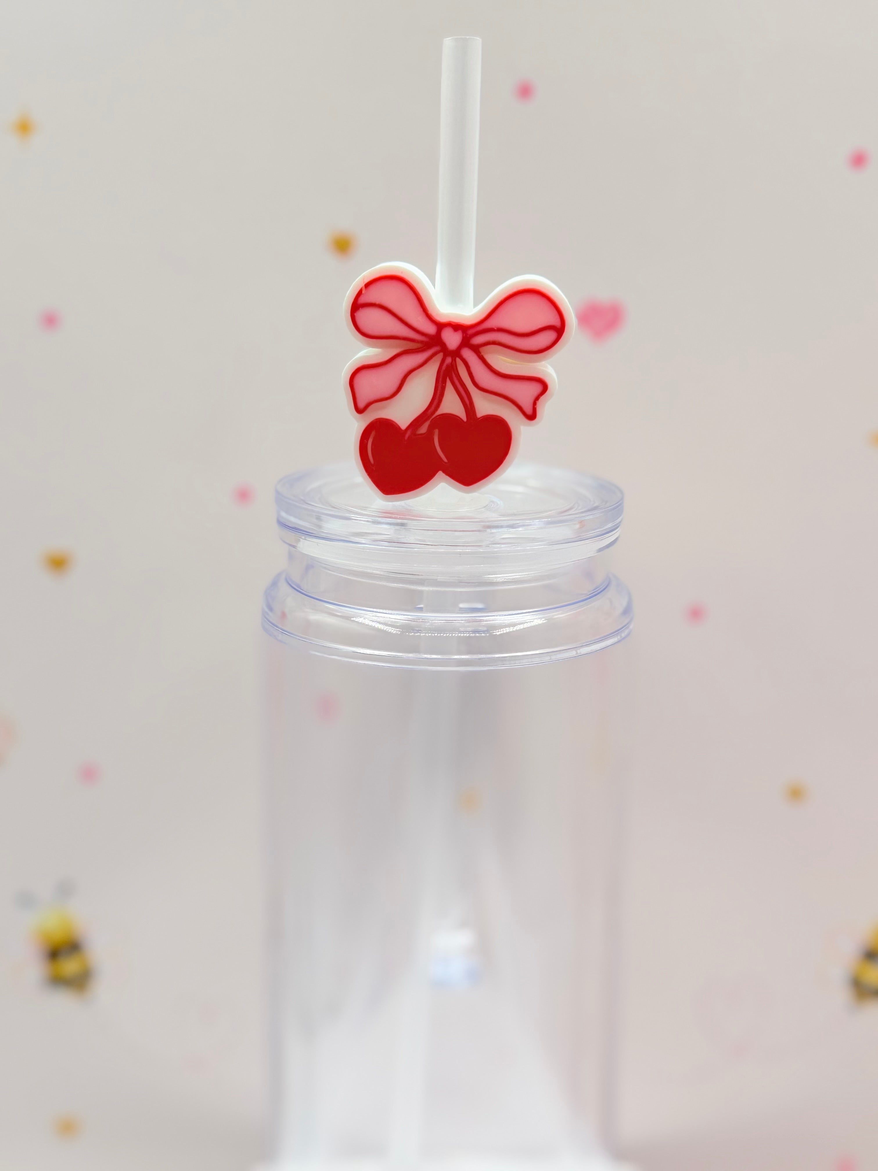 Cherry Bow Straw Topper | Cute Coquette Straw Charm