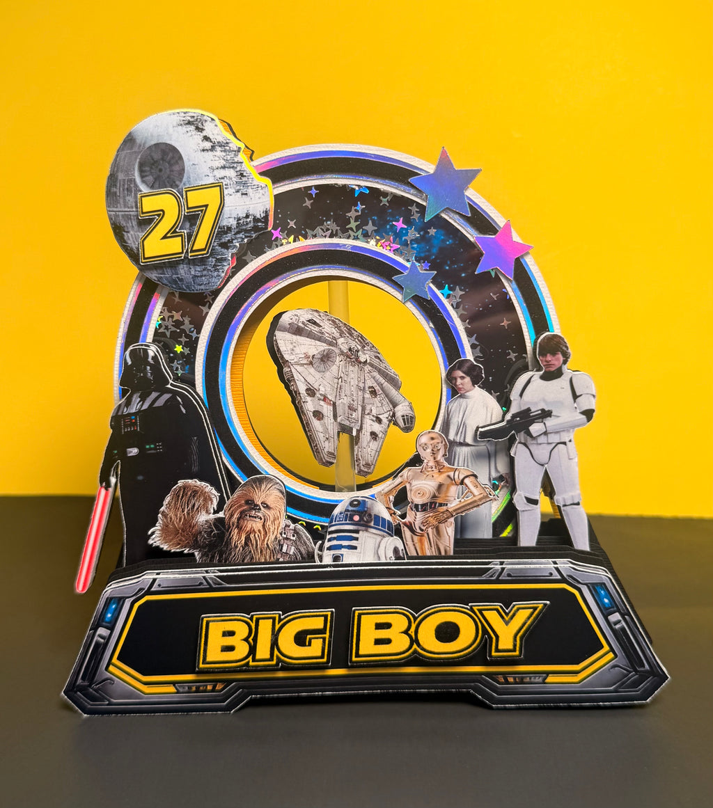 Galaxy Inspired Birthday Cake Topper | Space Theme Personalized Cake Topper | Custom Sci-Fi Party Decoration | Layered Cake Topper