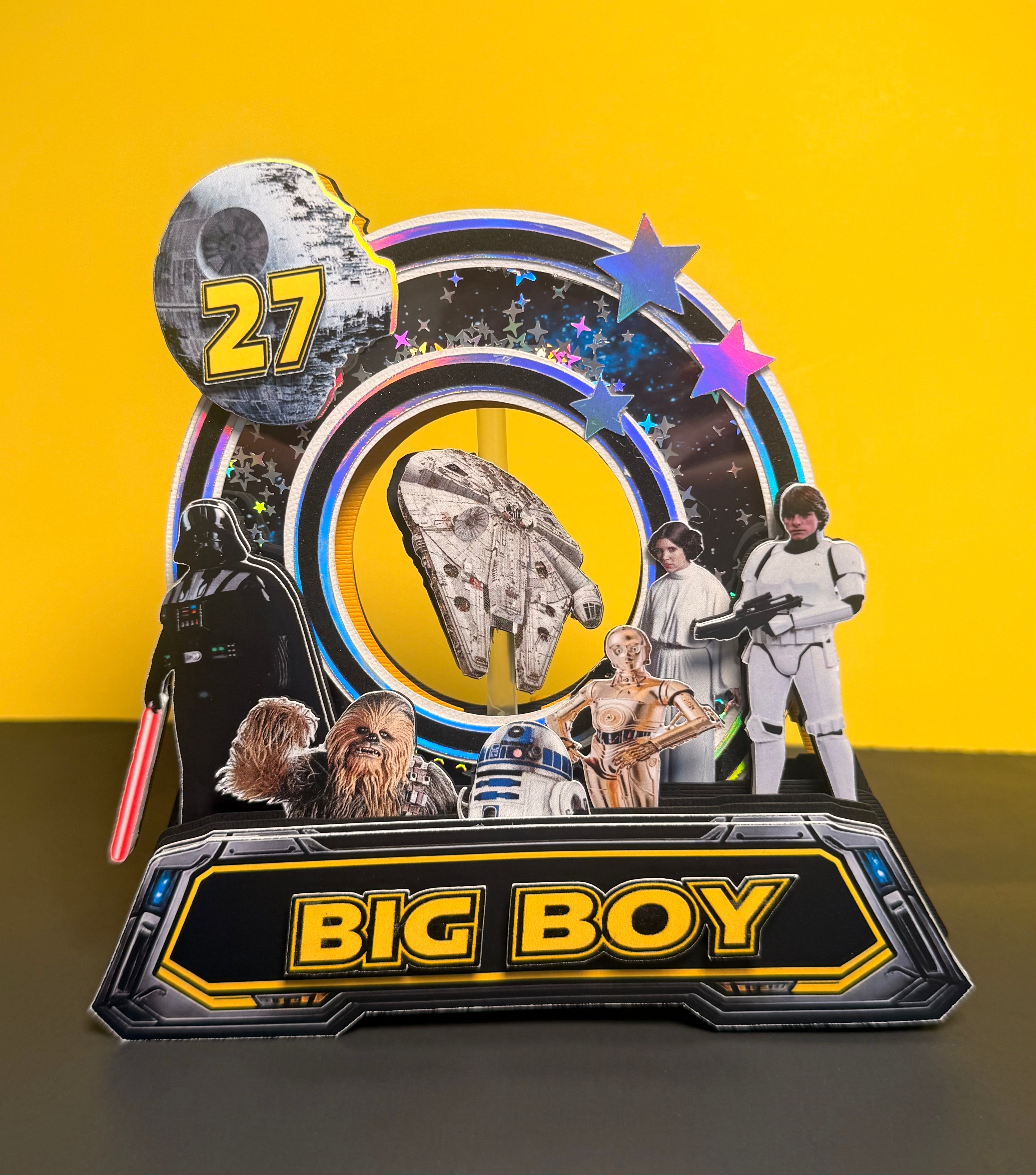 Galaxy Inspired Birthday Cake Topper | Space Theme Personalized Cake Topper | Custom Sci-Fi Party Decoration | Layered Cake Topper