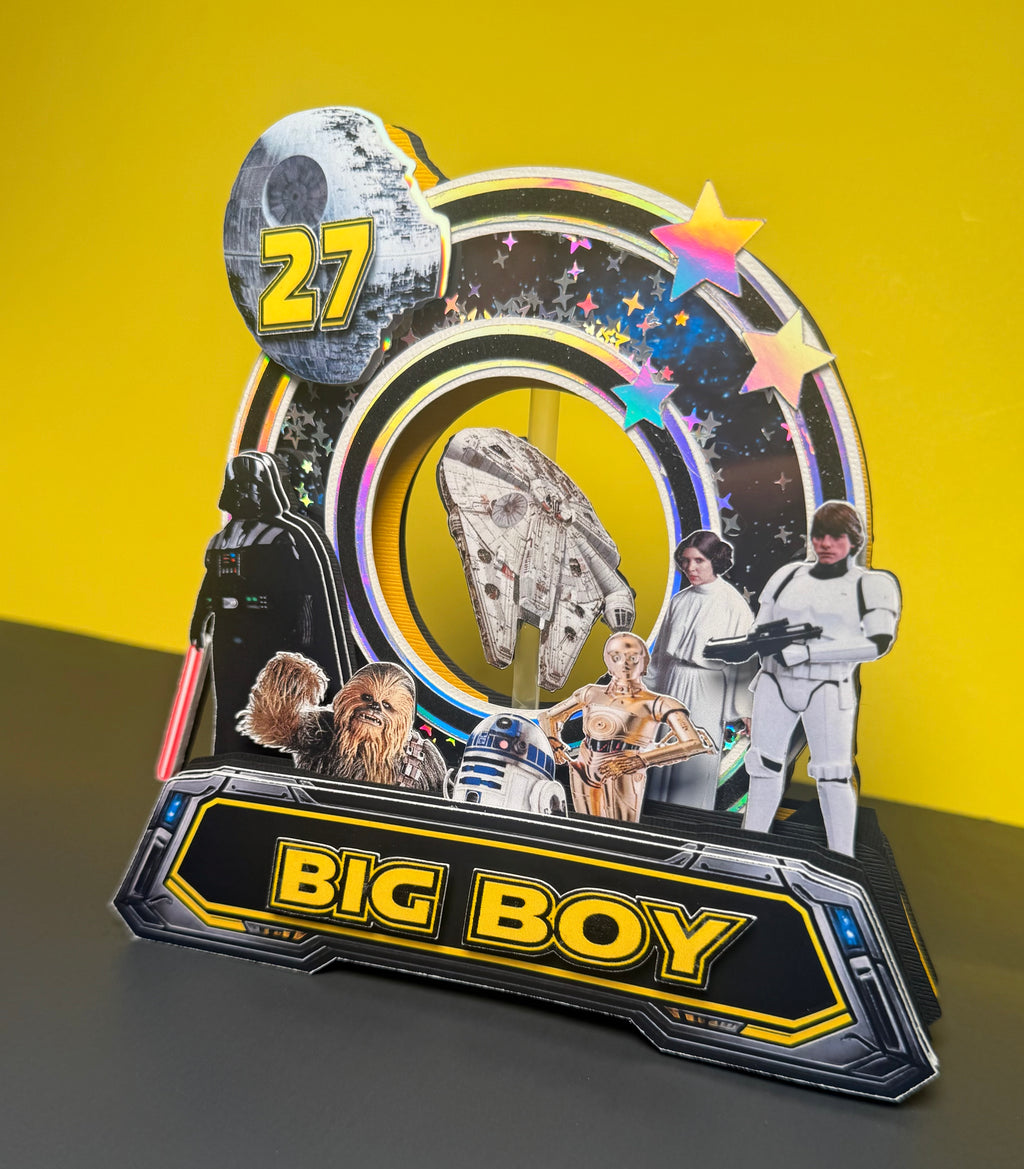 Galaxy Inspired Birthday Cake Topper | Space Theme Personalized Cake Topper | Custom Sci-Fi Party Decoration | Layered Cake Topper