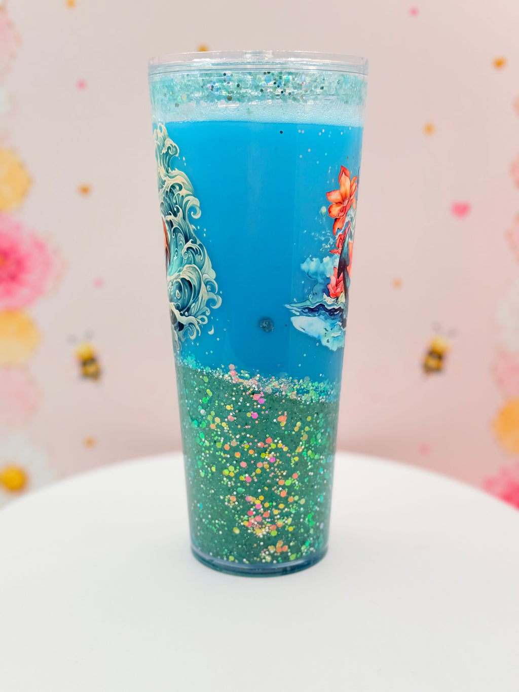 Coastal Anchor Lava Tumbler | Handmade Ocean Glitter Flow Cup | 24 oz Double Wall Acrylic Tumbler | Nautical Beach Gift
