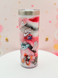 Sneaker-Inspired Skinny Tumbler | Pink & Black Handmade Stainless Steel Tumbler | Fashion Lover Gift | 20oz