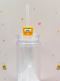 Cute Yellow Sponge Straw Topper | Cartoon-Inspired Straw Charm