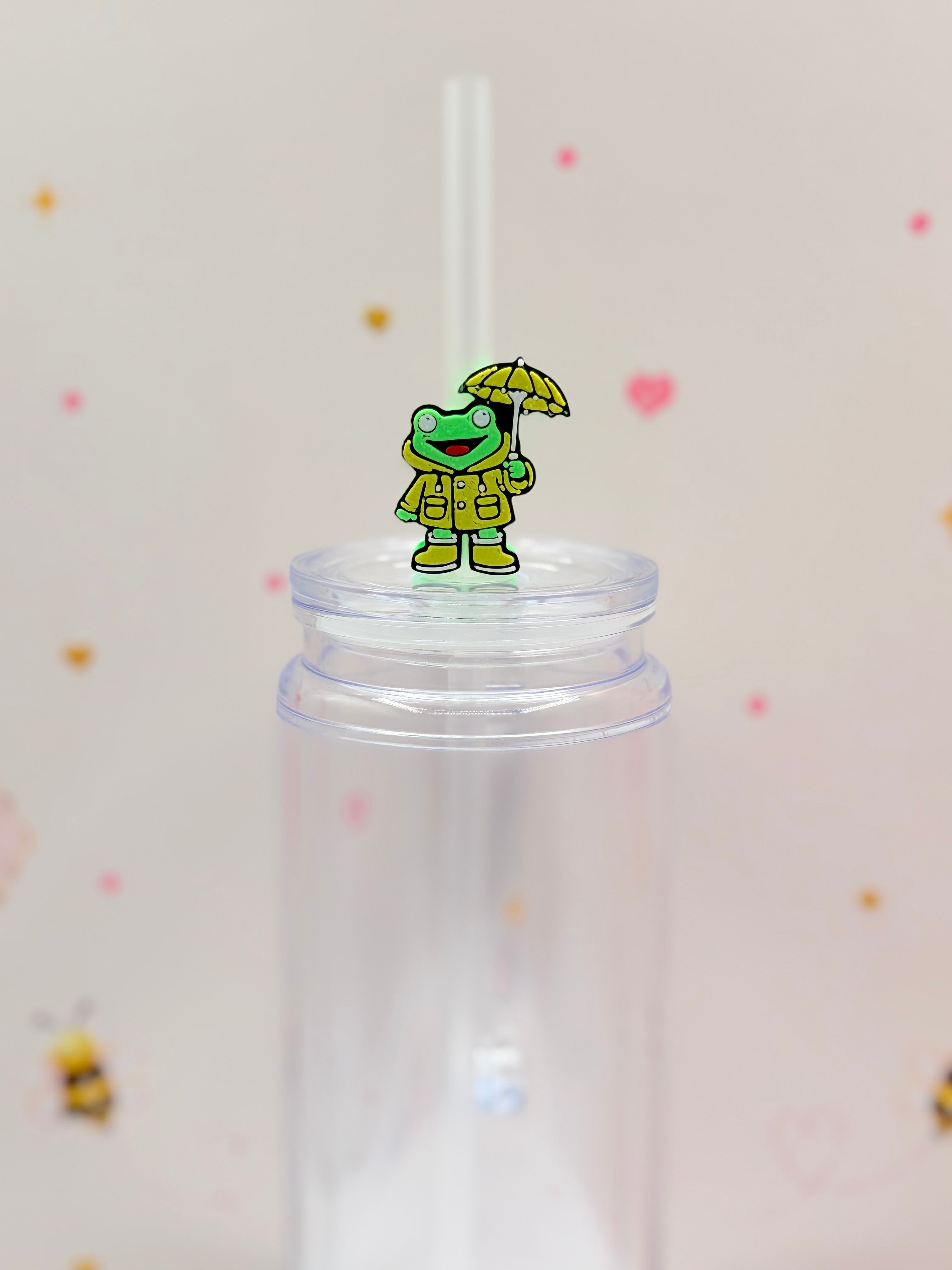 Cute Frog with Umbrella Straw Topper