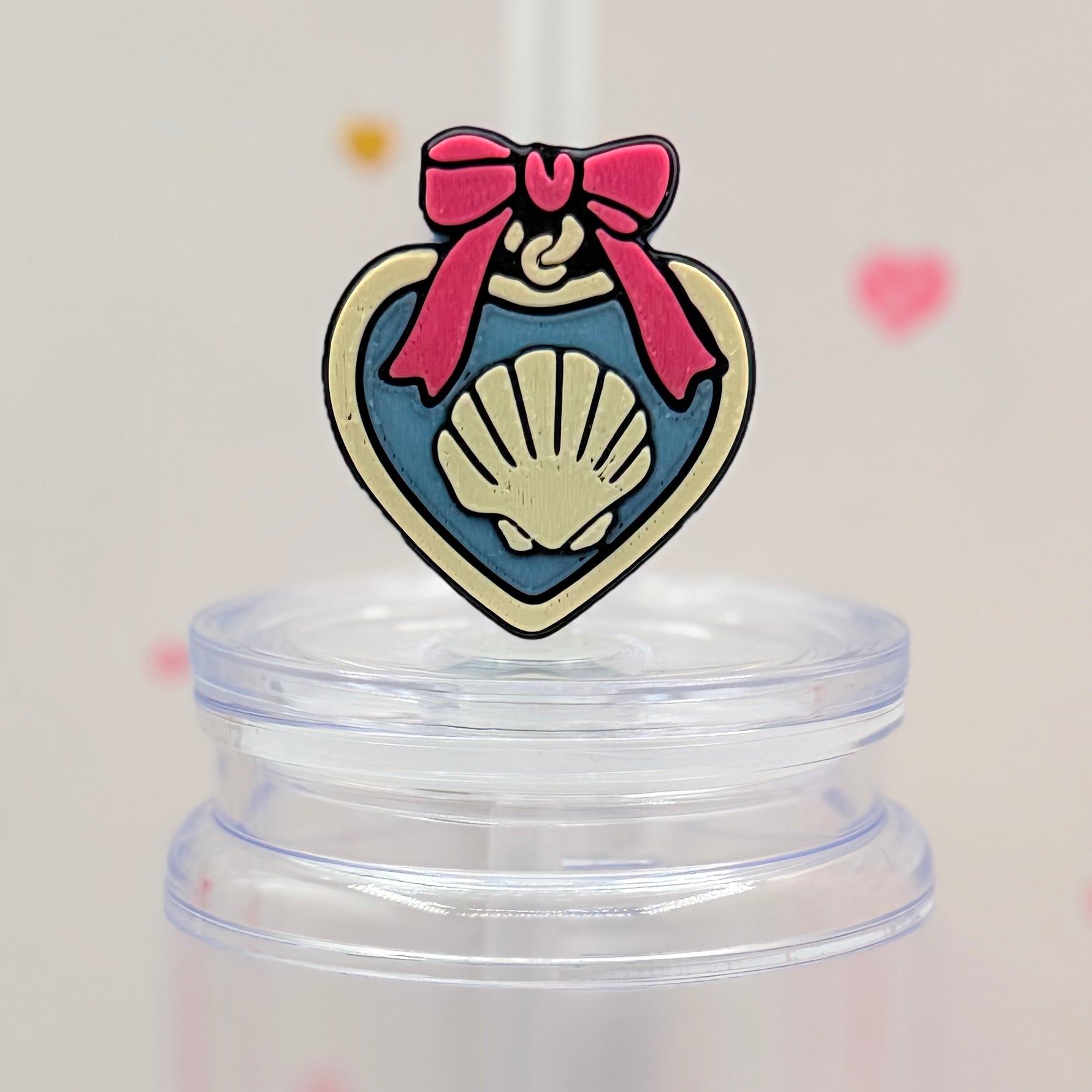 Seashell Heart Straw Topper | Ocean-Inspired Straw Charm