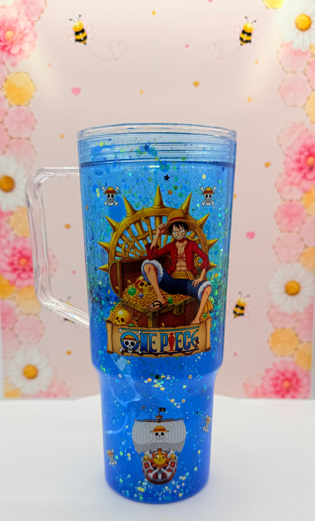 Anime Inspired Blue Glitter Lava Tumbler | 40 oz Acrylic Tumbler