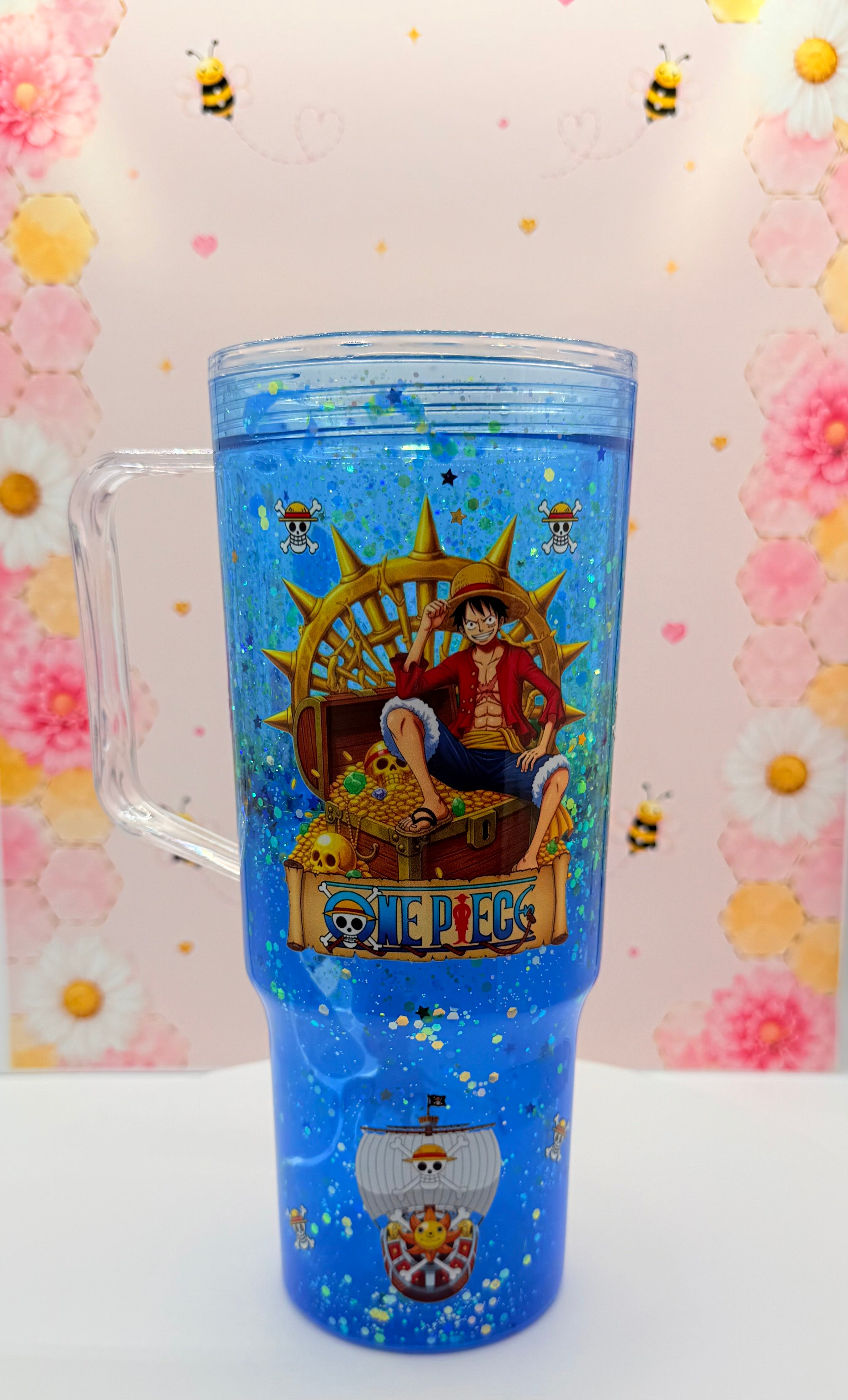 Anime Inspired Blue Glitter Lava Tumbler | 40 oz Acrylic Tumbler