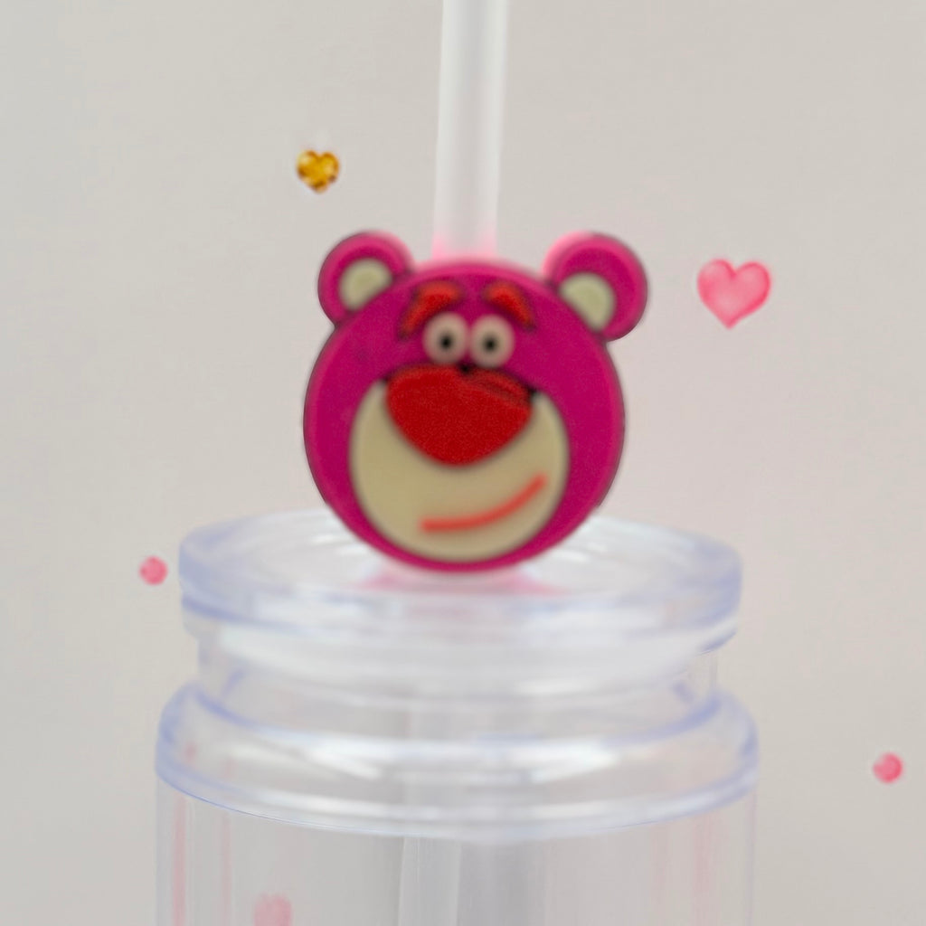 Pink Bear Straw Topper | Cute Bear Straw Charm