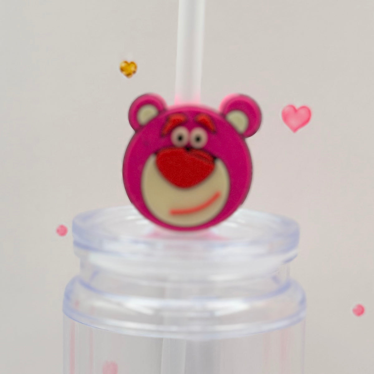 Pink Bear Straw Topper | Cute Bear Straw Charm