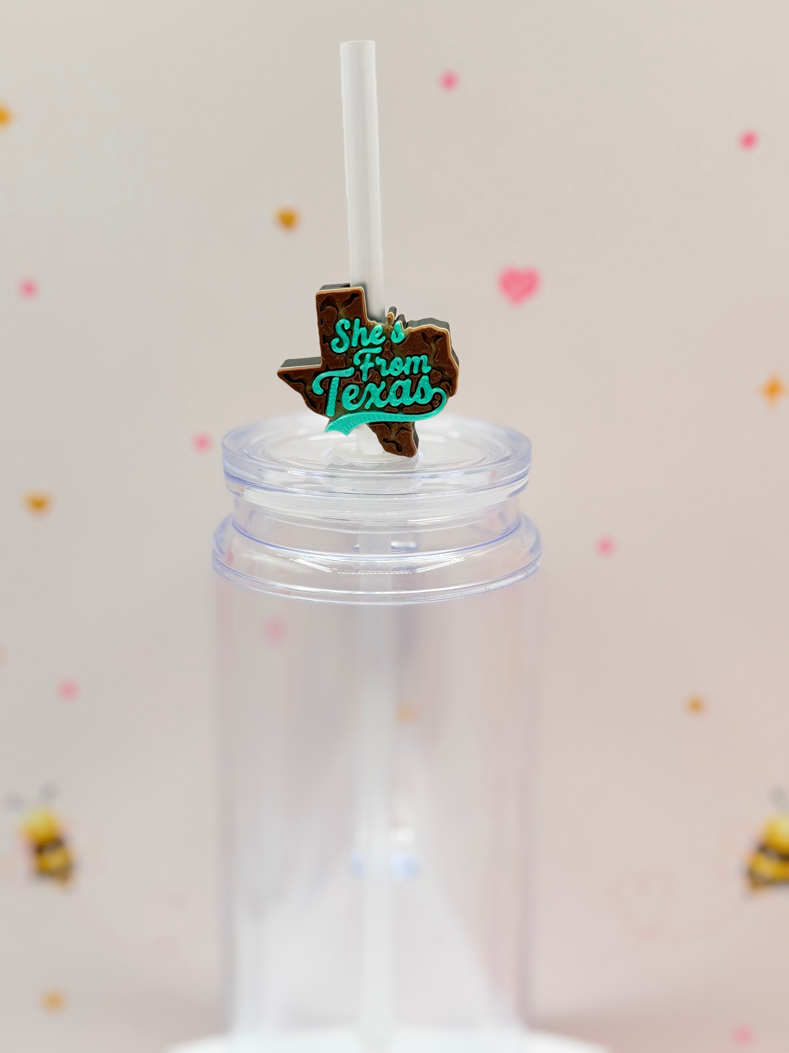 “She’s From Texas” Straw Topper | Texas Straw Charm