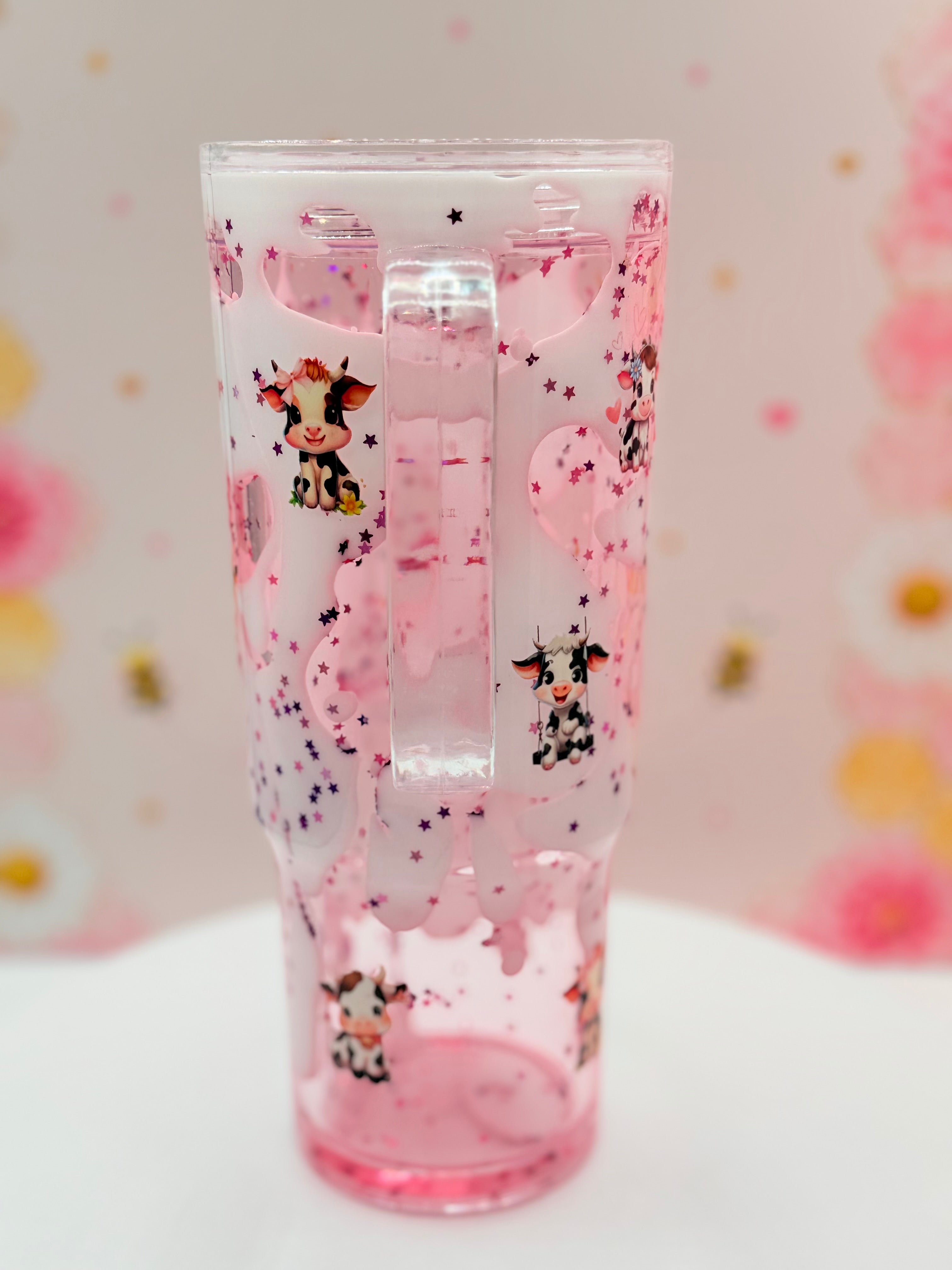 Pink Highland Cow Lava Tumbler | 40 oz Acrylic Tumbler