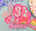 Mermaid Cake Topper | Custom Name Age Birthday