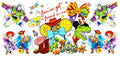 Cartoon Cowboy & Space Friends