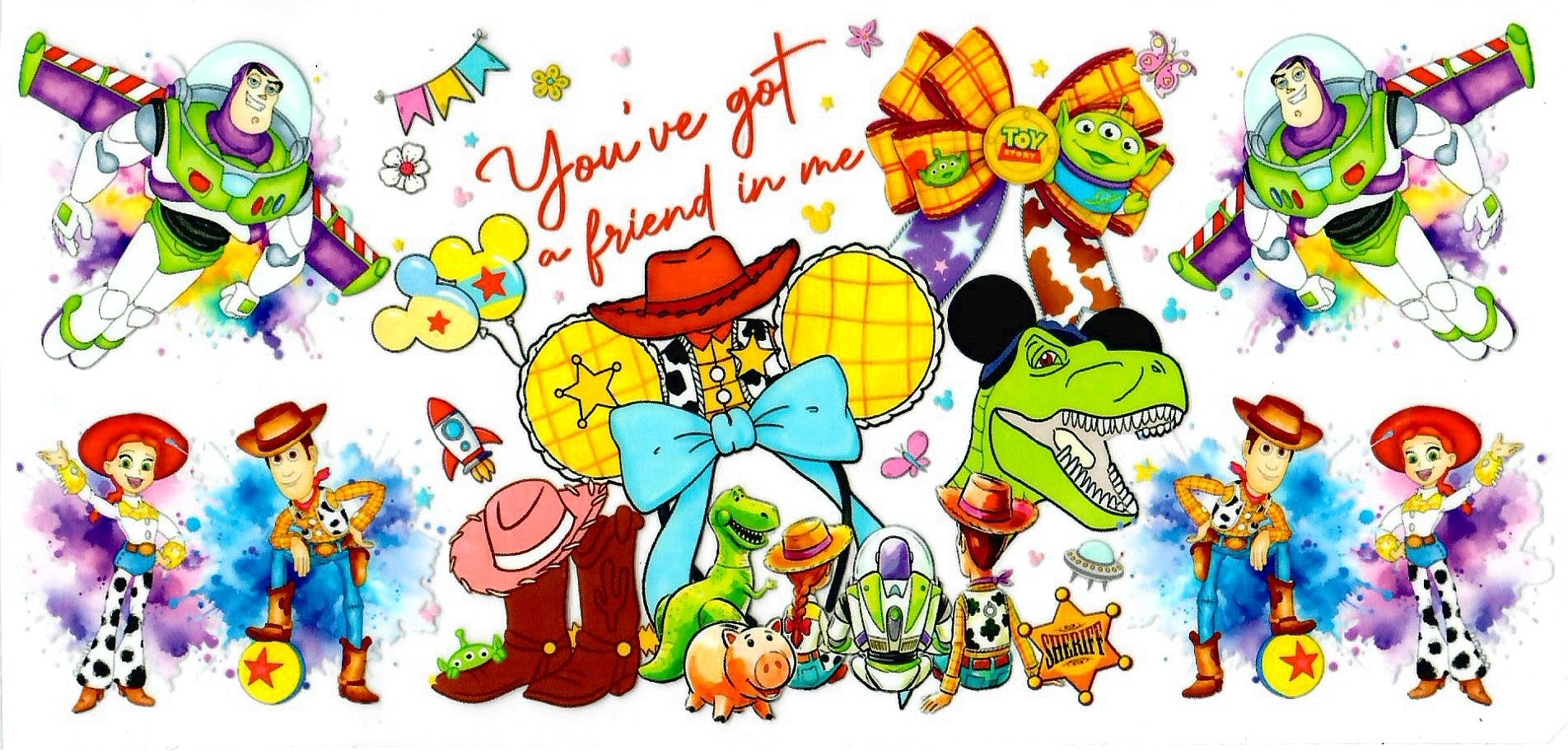 Cartoon Cowboy & Space Friends