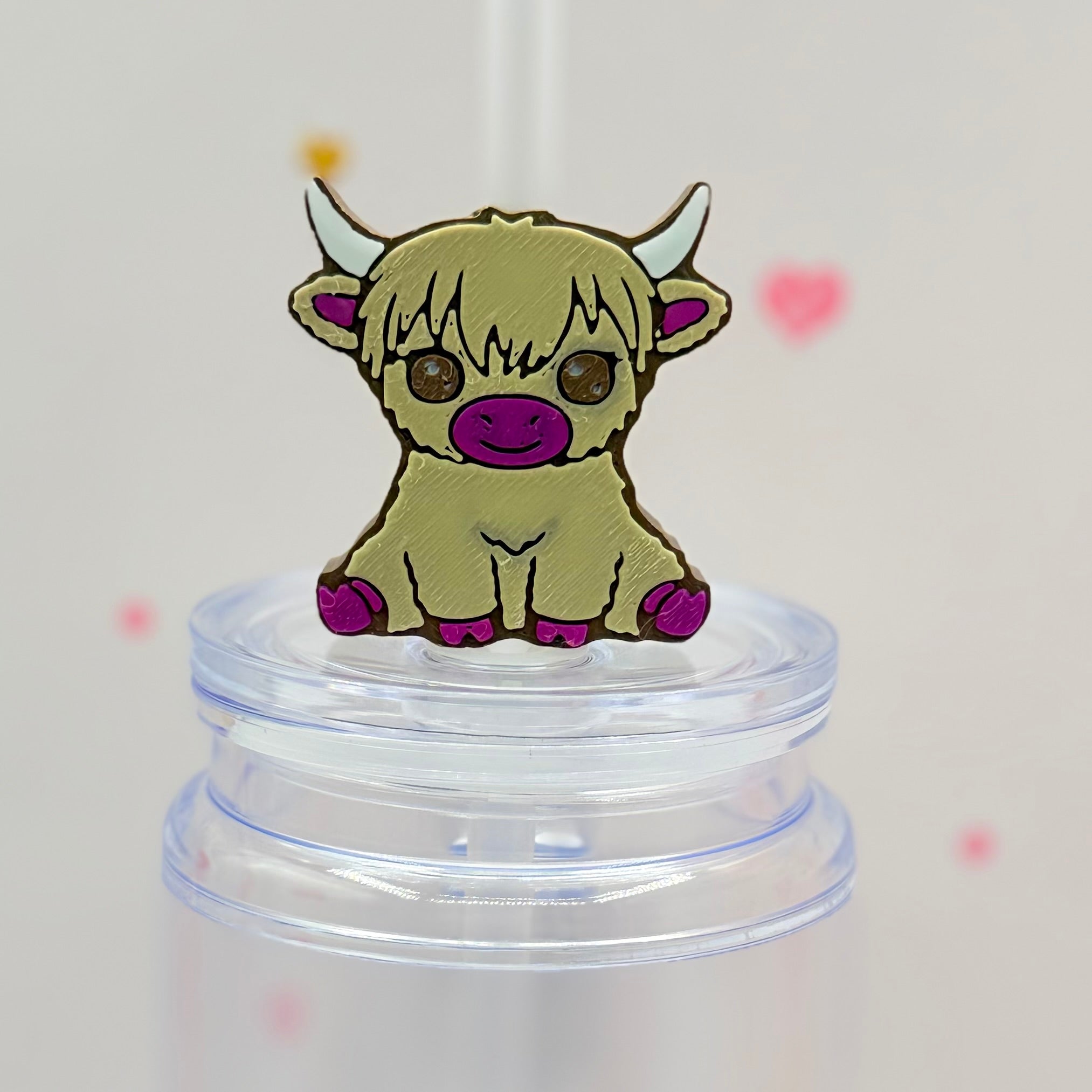 Highland Cow Straw Topper | Cute Cow Straw Charm