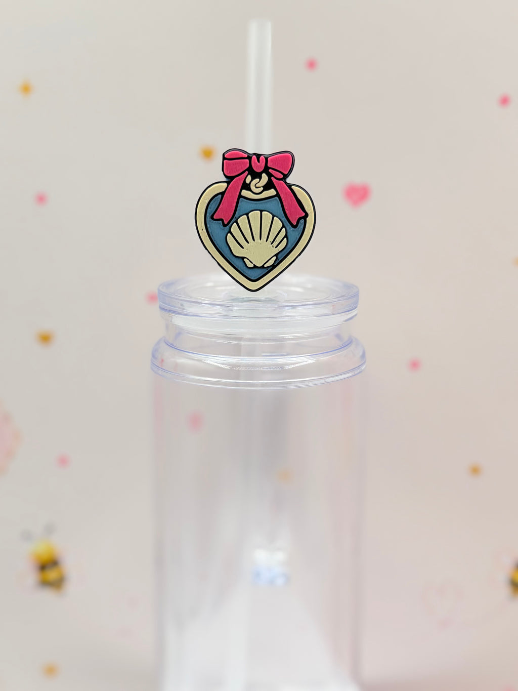 Seashell Heart Straw Topper | Ocean-Inspired Straw Charm