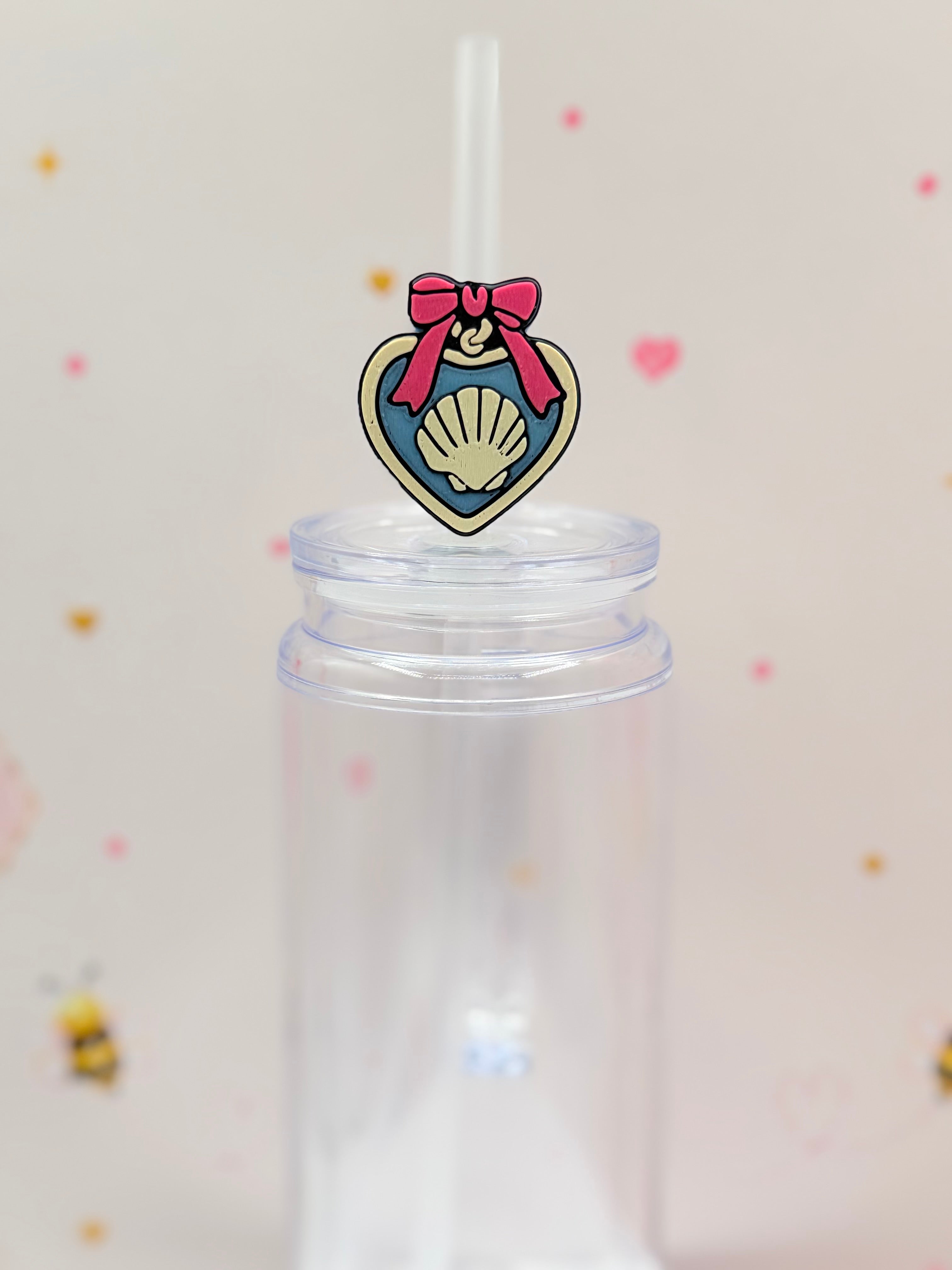 Seashell Heart Straw Topper | Ocean-Inspired Straw Charm