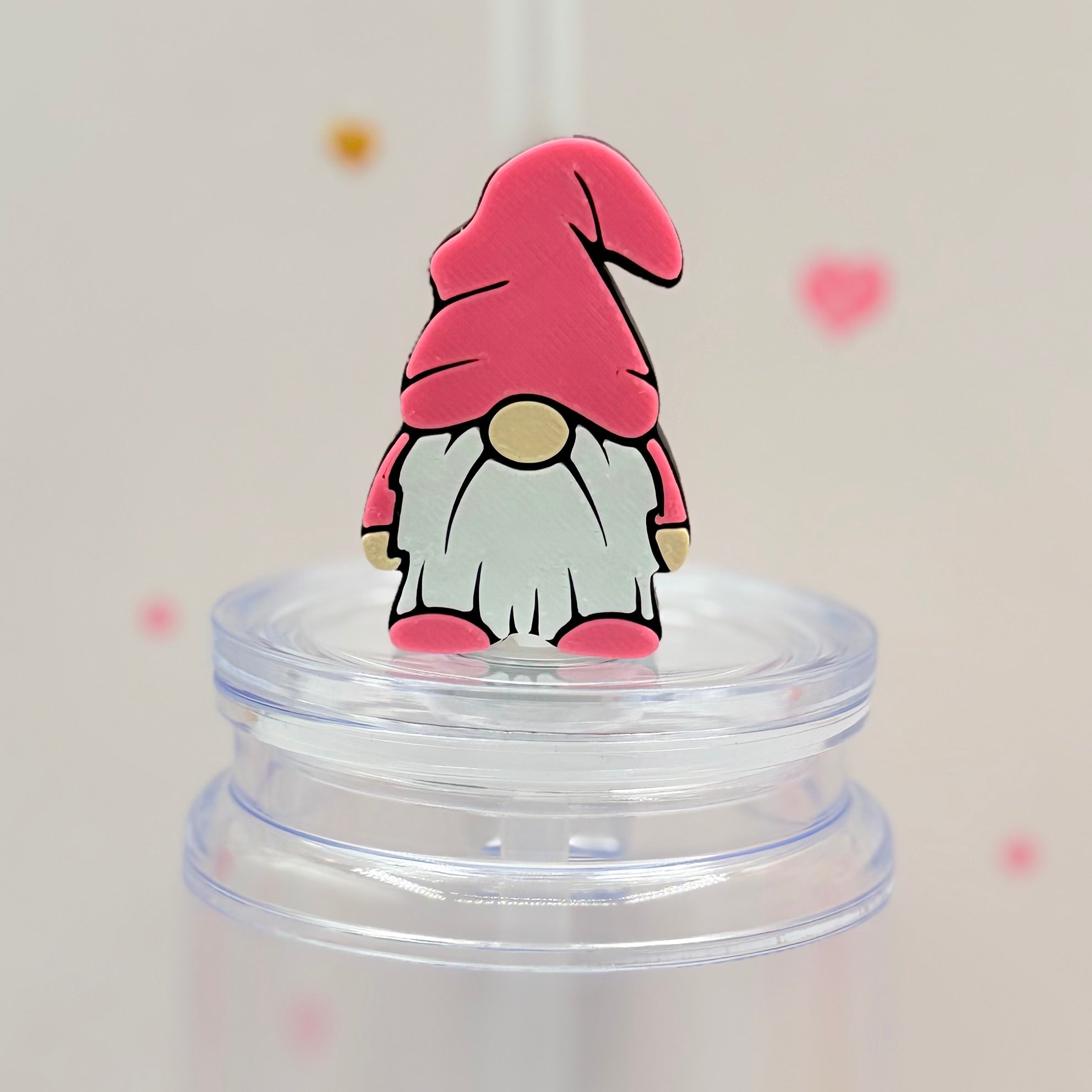 Pink Gnome Straw Topper | Cute Gnome Straw Charm