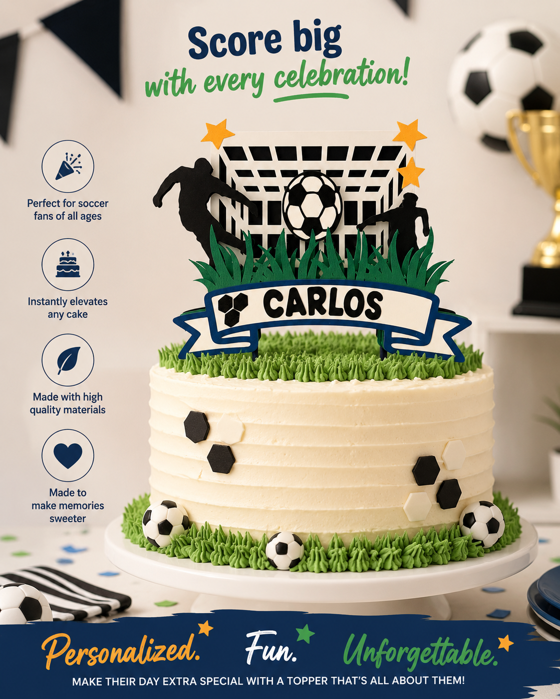Soccer Birthday Cake Topper
