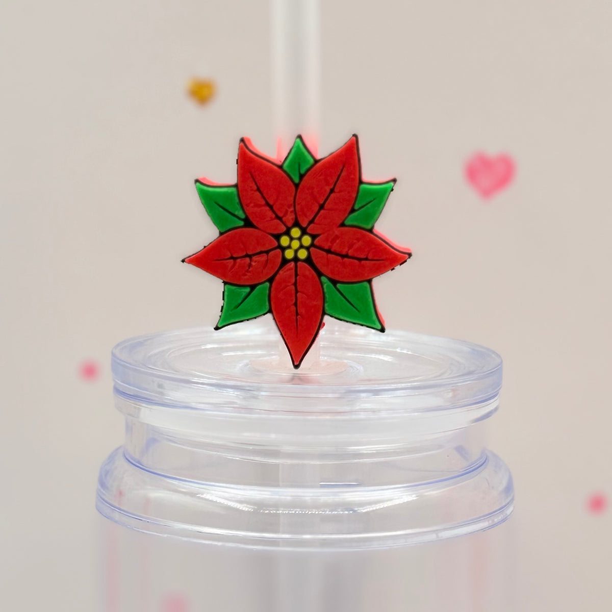 Poinsettia Straw Topper | Christmas Flower Straw Charm