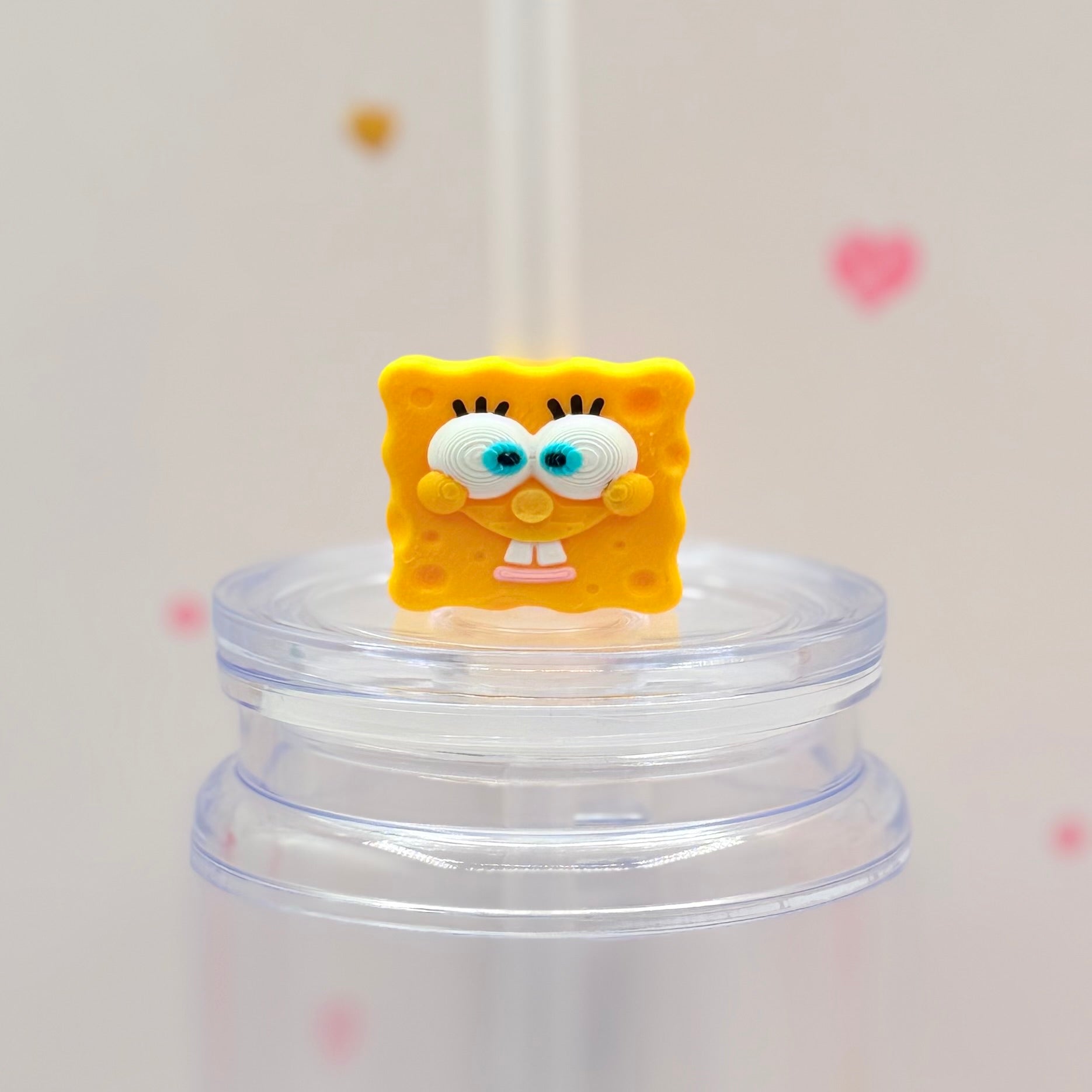 Cute Yellow Sponge Straw Topper | Cartoon-Inspired Straw Charm