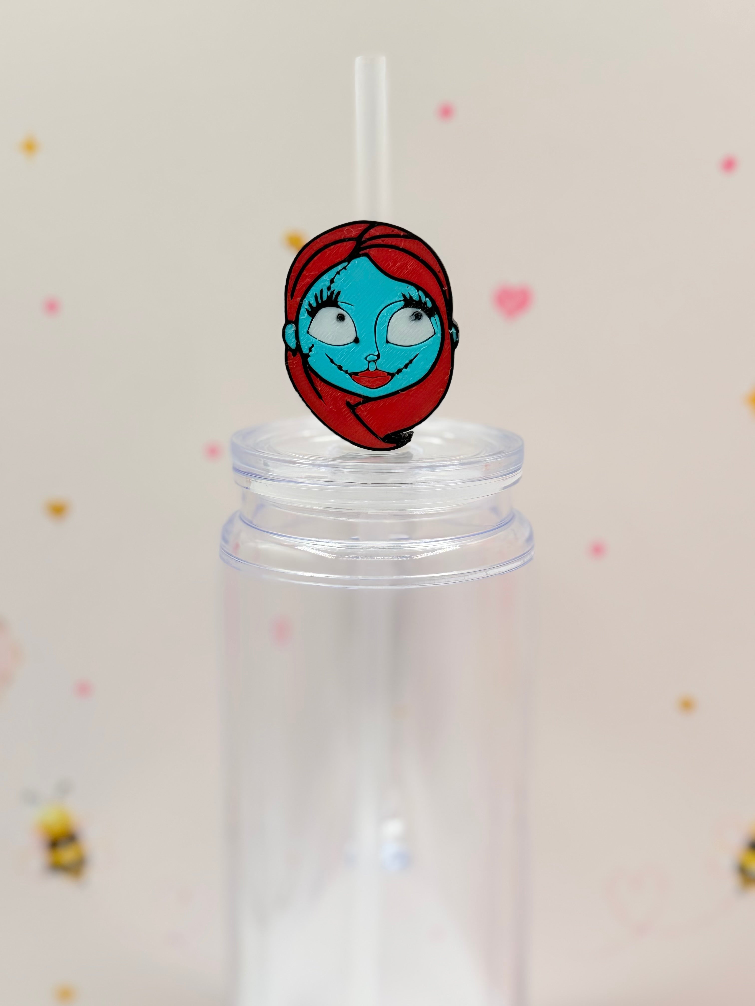 Spooky Doll Girl Straw Topper | Gothic Halloween Straw Charm