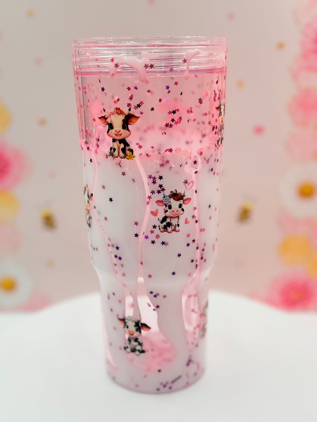 Pink Highland Cow Lava Tumbler | 40 oz Acrylic Tumbler