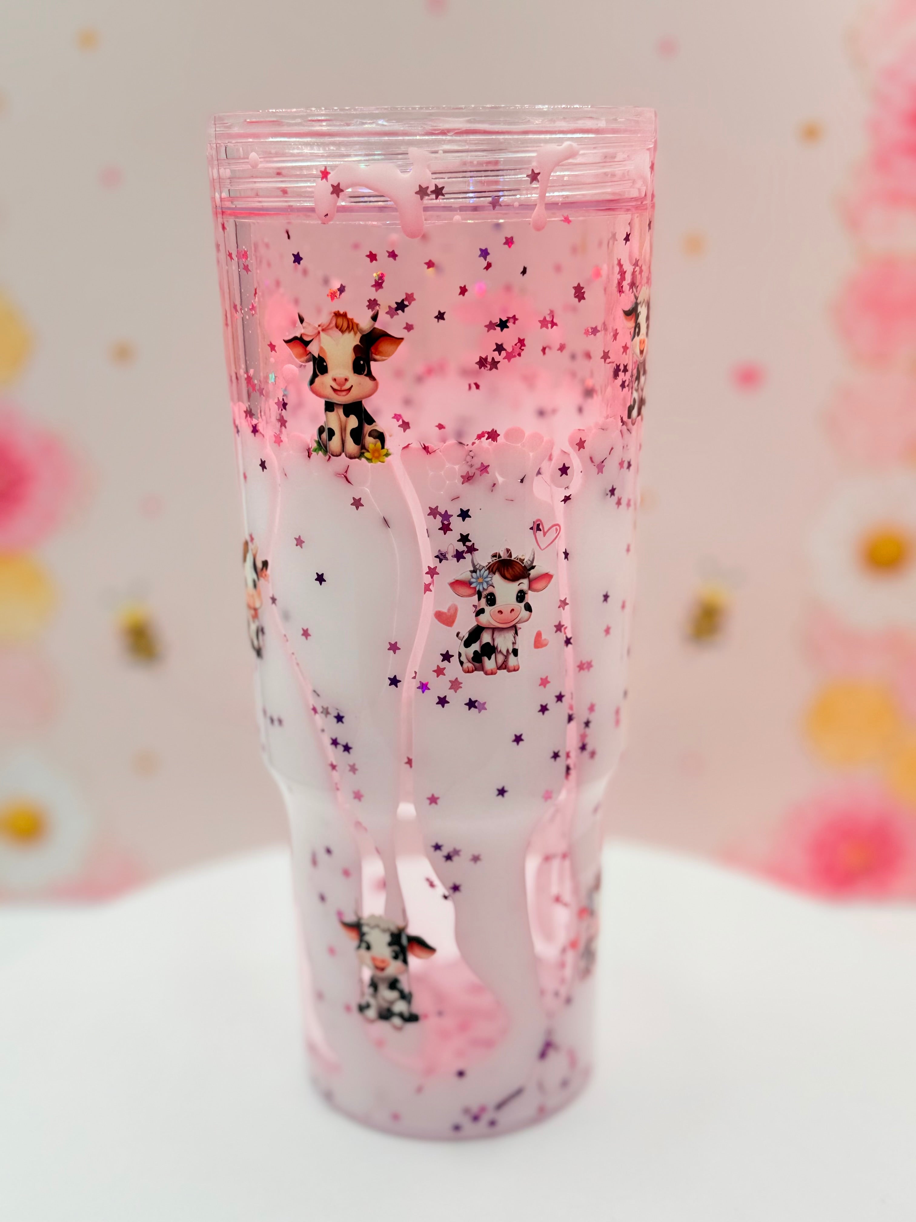 Pink Highland Cow Lava Tumbler | 40 oz Acrylic Tumbler