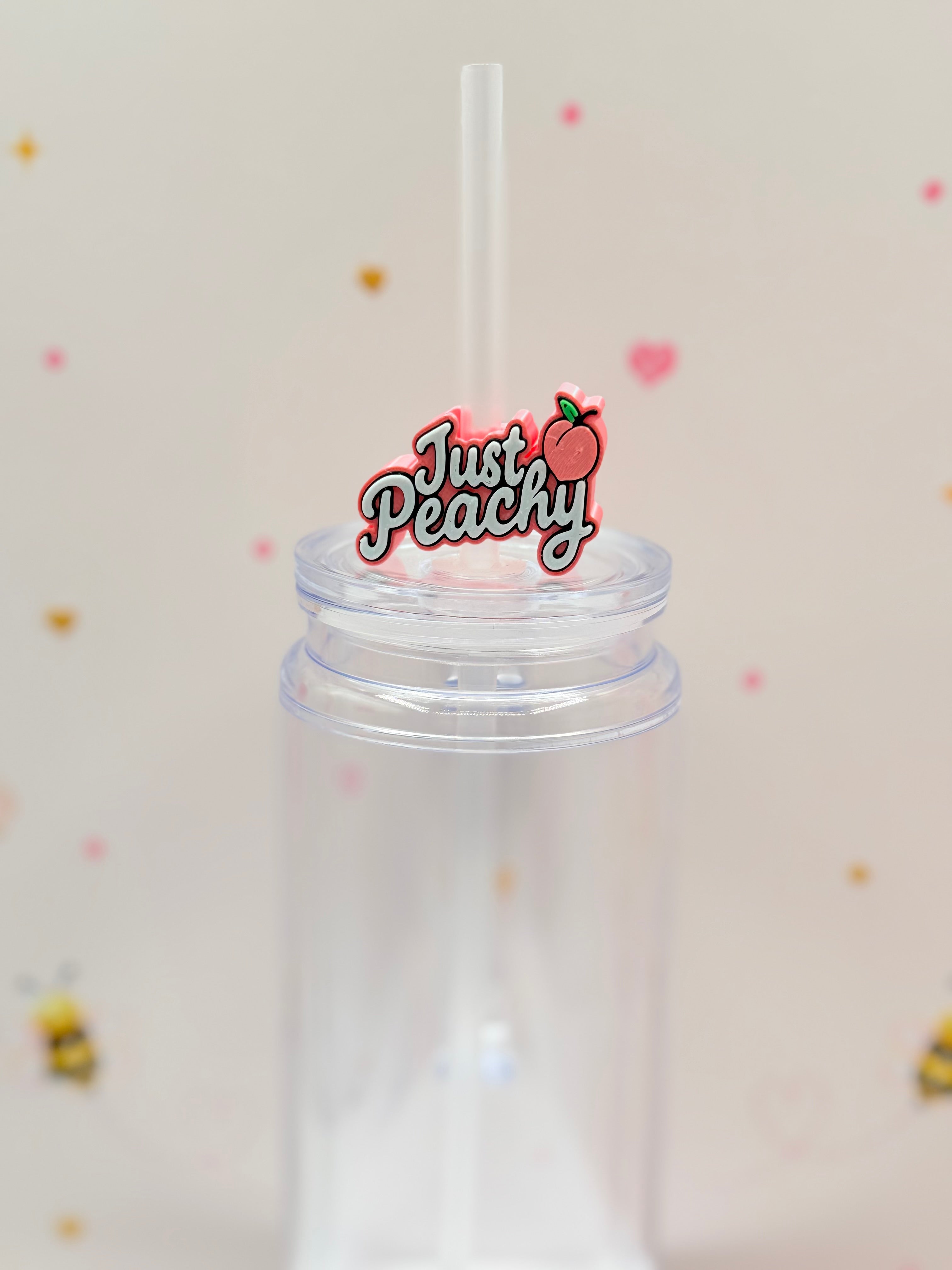 Just Peachy Straw Topper | Cute Peach Straw Charm