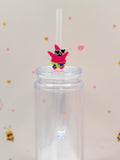 Pink Starfish Straw Topper with Sunglasses | Cute Beach Straw Charm