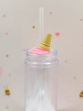 Melted Ice Cream Straw Topper | Pink Ice Cream Cone Straw Charm