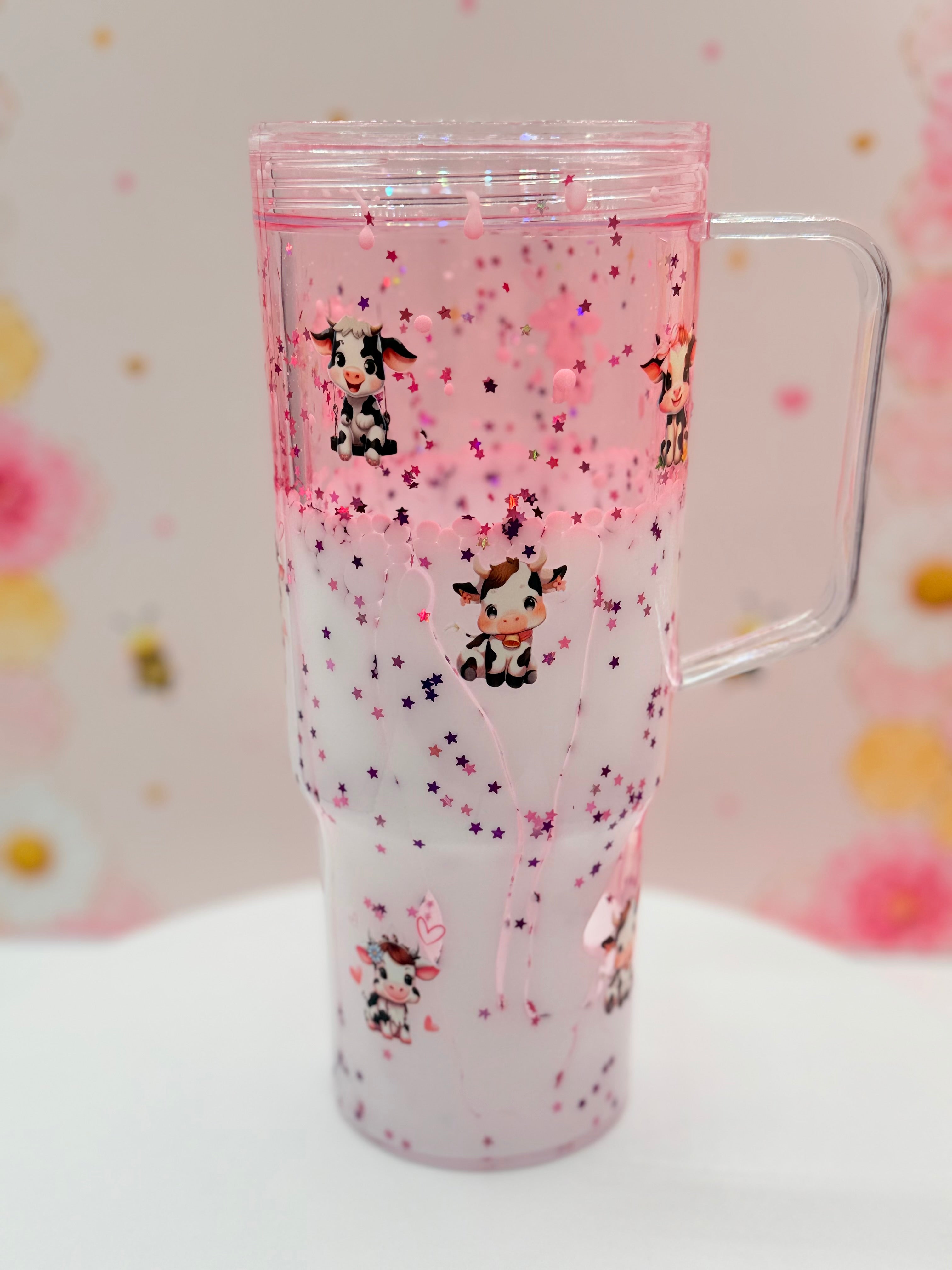 Pink Highland Cow Lava Tumbler | 40 oz Acrylic Tumbler