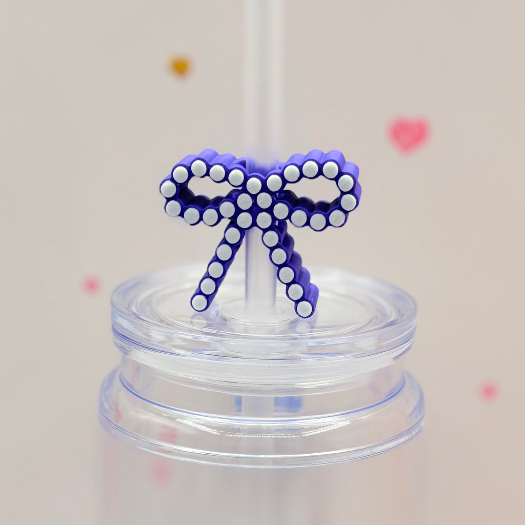 Purple Bow Straw Topper | Bow Straw Cap