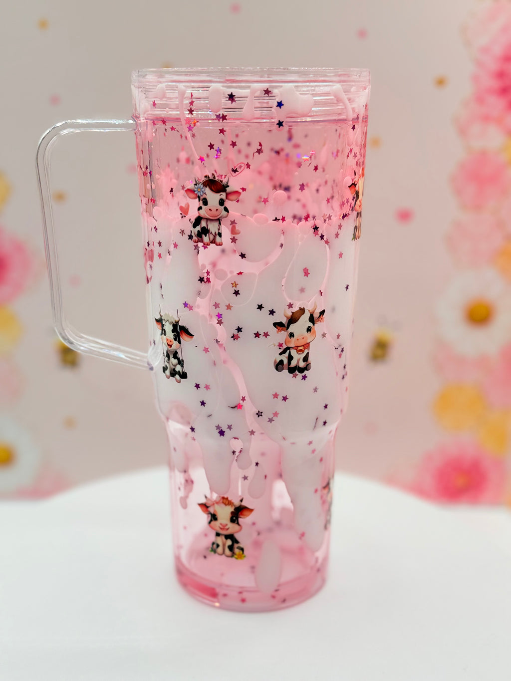 Pink Highland Cow Lava Tumbler | 40 oz Acrylic Tumbler