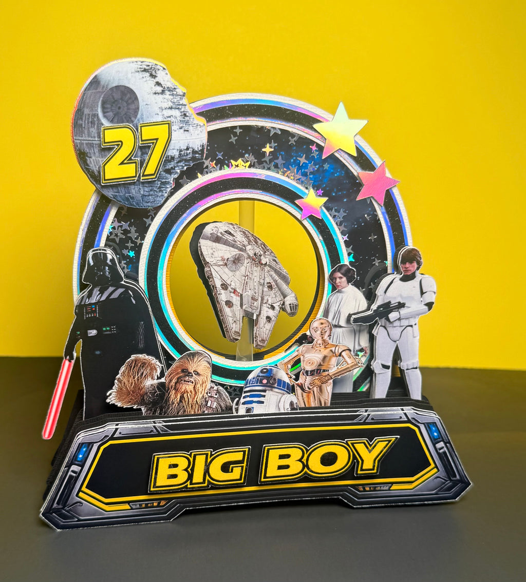 Galaxy Inspired Birthday Cake Topper | Space Theme Personalized Cake Topper | Custom Sci-Fi Party Decoration | Layered Cake Topper