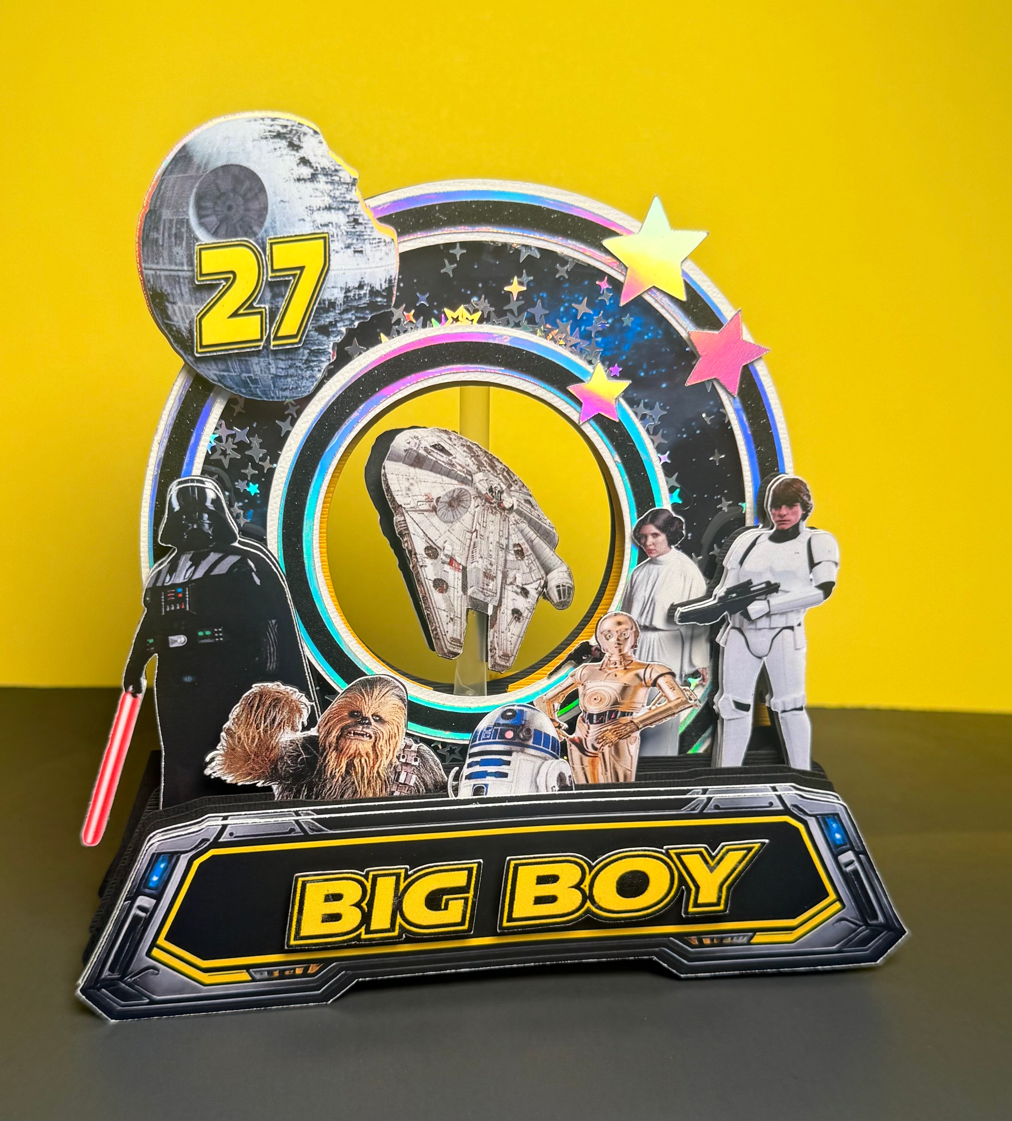 Galaxy Inspired Birthday Cake Topper | Space Theme Personalized Cake Topper | Custom Sci-Fi Party Decoration | Layered Cake Topper
