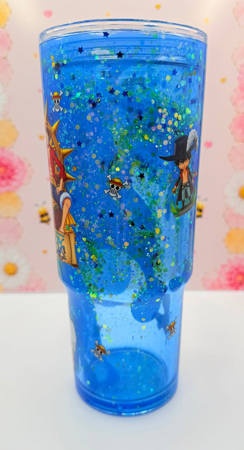 Anime Inspired Blue Glitter Lava Tumbler | 40 oz Acrylic Tumbler