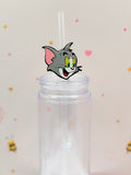 Cute Gray Cartoon Cat Straw Topper