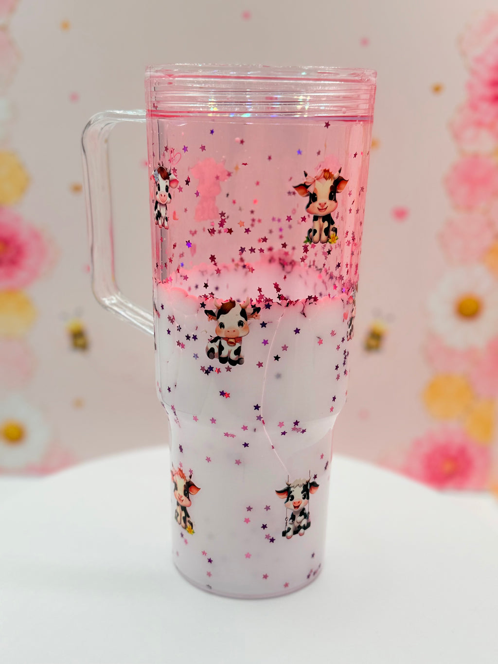 Pink Highland Cow Lava Tumbler | 40 oz Acrylic Tumbler