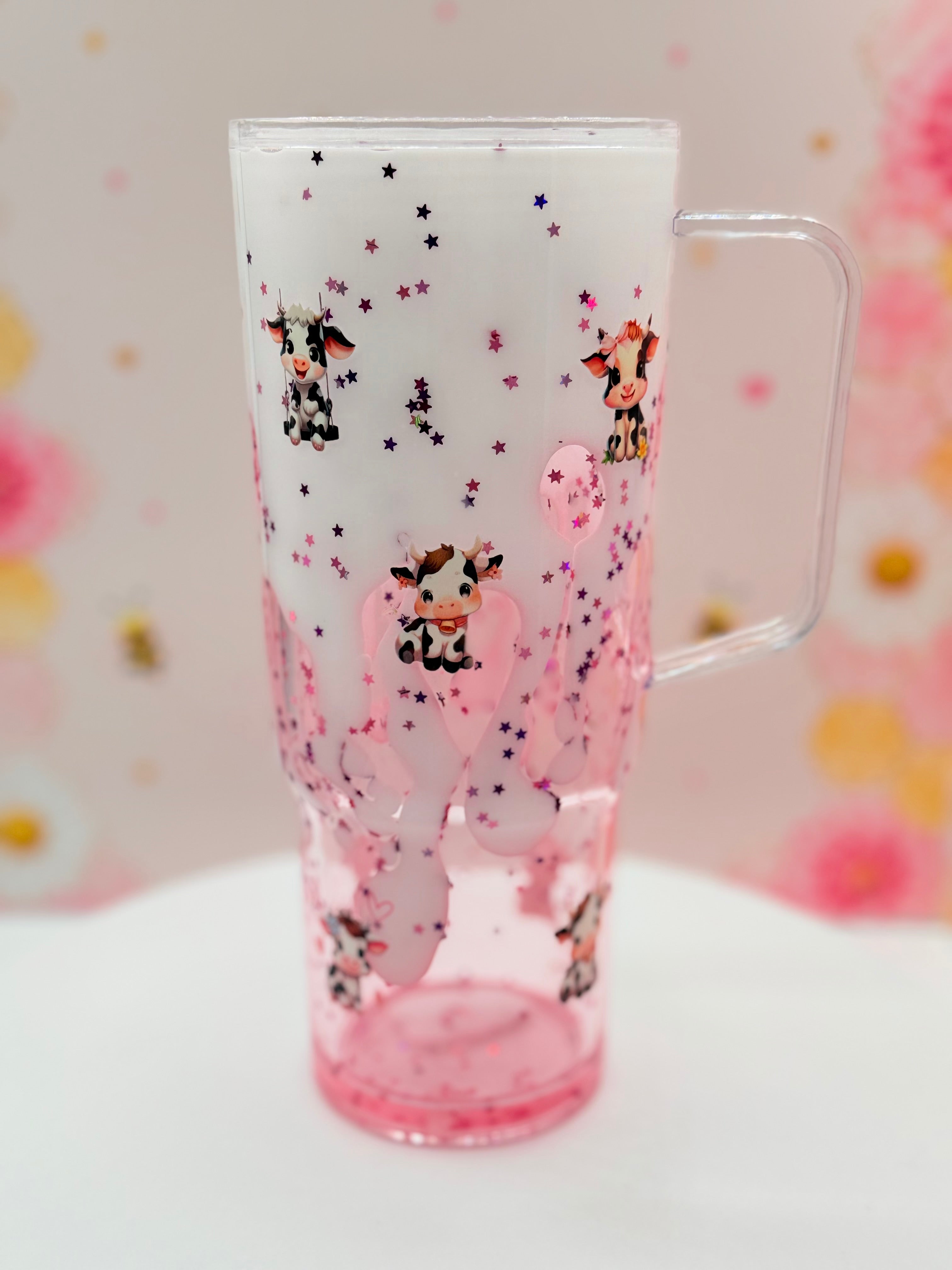 Pink Highland Cow Lava Tumbler | 40 oz Acrylic Tumbler