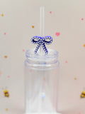 Purple Bow Straw Topper | Bow Straw Cap