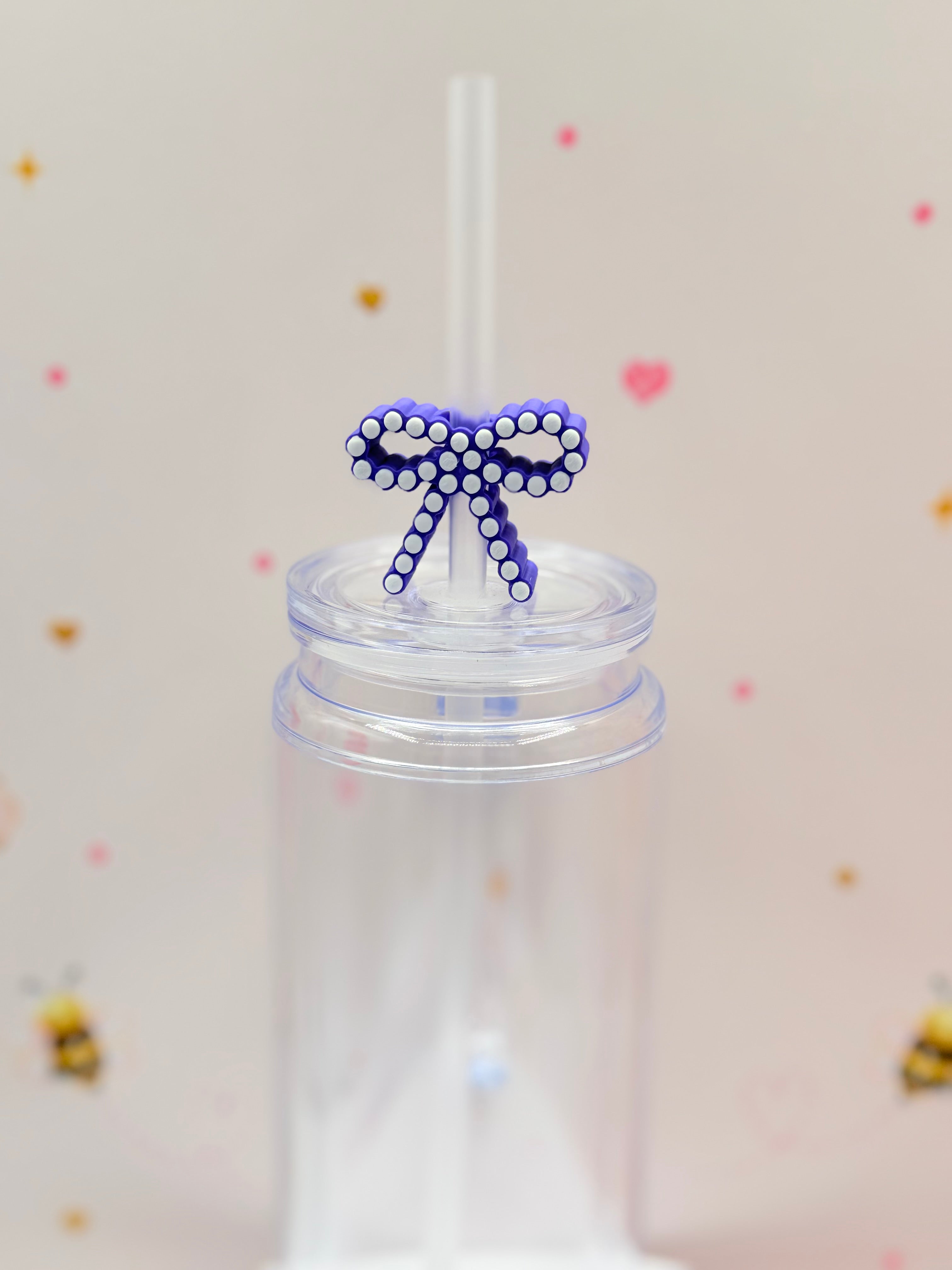 Purple Bow Straw Topper | Bow Straw Cap